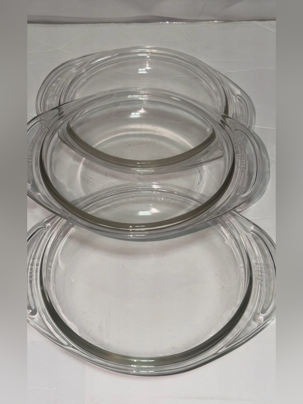 Vintage Pyrex Glass Lid Round Handles, 8 1/4" handle to handle